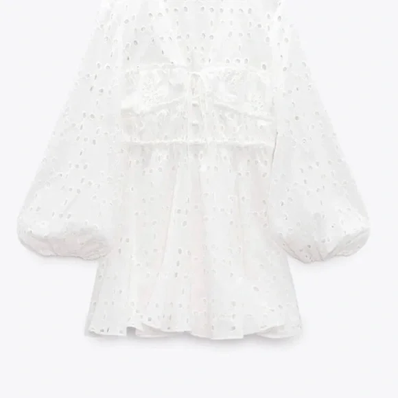 Zara White Eyelet Midi Dress - Picture 1 of 3